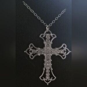 Elegant Silver Cross Pendant Necklace